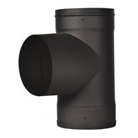 VSB06T - 6" Ventis Single-Wall Black Stove Pipe 22 Gauge Cold Rolled Steel Tee With Fixed Snout