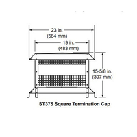 Stainless Steel Square Termination Cap for SL300 Series Chimney Pipe | ST375SS