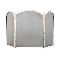 Fireplace Screen is made of steel with floral design; screen includes 3 fold arched; size: 52" wide x 34" high