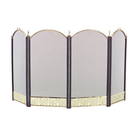 Fireplace Screen 52"W x 32"H, 4 fold arched brass/black with filigree, made of steel