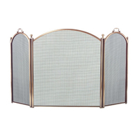 Fireplace Screen is made from steel, size 52"W x 34"H, 3 fold arched screen, antique brass finish