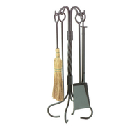 Tool Set includes 5 pieces, made of natural wrought iron, twist design, 29.5" high