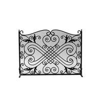 Arched Panel Screen Black Wrought Iron, 33" high x 44" wide, 12" long legs