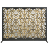 Panel Screen Black with Antique Gold Fan Design, 44" wide x 33" high