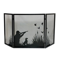 3 fold black iron screen with duck hunting design, 32" high and 57 3/4" wide