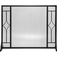 Fireplace Screen Black Iron with Diamond Design, 31" high and 39 1/2" wide