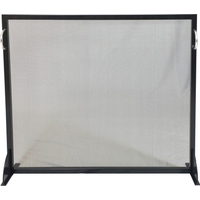 Simple fireplace screen with black wrought iron and stainless steel, 31 3/4" high and 38" wide