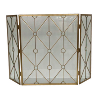 Fireplace Screen is made of steel with Diamond and Circle Design, 3 fold bevelled glass & electro plated gold finish, 53"W x 34"H