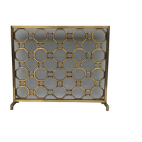 Fireplace Screen is made of steel, Gold Powder Finish, Circle Pattern Design, size 40"W x 34"H