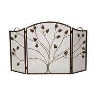 Fireplace Screen with leaf design is made of bronze iron, 3 layers