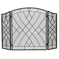 3 Fold Arched Black Wrought Iron Screen with weave design,  51 1/2" wide x 34" high