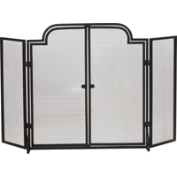 3 fold arched black wrought iron screen with door, 32" high x 55 inches wide