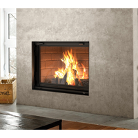 Valcourt Antoinette Wood Fireplace with Masonry Trim and Classic Moulded Refractory Brick Panels