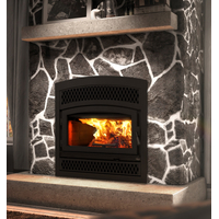 Valcourt LaFayette II Wood Fireplace with Black Door Overlay and Classic Style Faceplate Louver