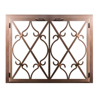 Banded Scroll Masonry Fireplace Door in Rustic Copper