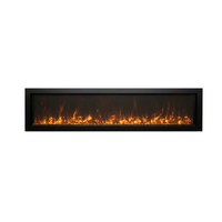 60 Inch Symmetry XtraSlim Smart Electric Fireplace with Amber Fireglass in yellow flames
