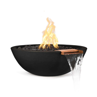 Sedona 27" Black GFRC Concrete Fire and Water Bowl