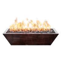 The Outdoor Plus Maya Linear Hammered Copper Fire Bowl