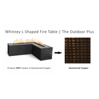 The Outdoor Plus Whitney L-Shaped Hammered Copper Fire Table