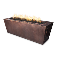 The Outdoor Plus Mesa Rectangular Hammered Copper Fire Table