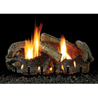 White Mountain Hearth Stacked Aged Oak Refractory Log Set (LS-24SRAO) with Vent-Free Slope Glaze Burner System (VFSR-24)