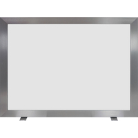 Pinnacle Glass Contemporary Single Panel Fireplace Screen shown in Brushed Nickel anodized finish with Grey tempered glass