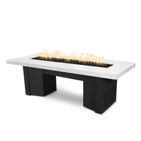 The Outdoor Plus Alameda Rectangular Black and White Collection Fire Table