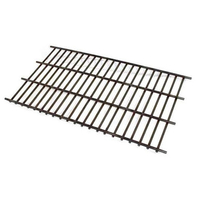 The 18-1/2" broad x 10" long nickel chrome-plated cooking grate is primarily intended for use with lava rock and is compatible with Broil Mate 1302-4.
