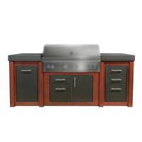92" El Nido Outdoor Kitchen Island Antique Red finish and Silvermist countertop with Graphite components