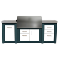 92" El Nido Outdoor Kitchen Island Hale Navy Finish White Components Concrete Countertop (Center Cut Out)