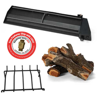 HPC Outdoor Fireplace Dual Step 36" Burner, Grate and Log Kit | DBOF Arizona Oak Kit