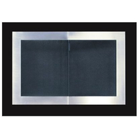 Portland Willamette Broadway Reveal Fireplace Door for masonry fireplaces, shown in Satin Black and Brushed Nickel