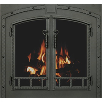 Denali Arch Conversion Masonry Fireplace Door in Textured Black