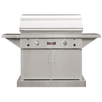 44 Inch TEC Sterling Patio FR Infrared Grill On Stainless Steel Cabinet With Side Shelves