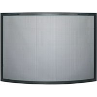 Traditional Convex Single Panel Fireplace Screen in Textured Black