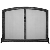 Forged Steel Laramie Arch Working Door Fireplace Screen shown in Clear Natural finish
