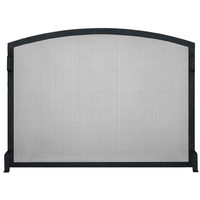 Arch Single Panel Fireplace Screen shown in Textured Black powder coat