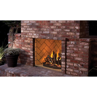 Superior VRE6042 Outdoor Gas Fireplace Set - Shown with Red Full Herringbone Brick