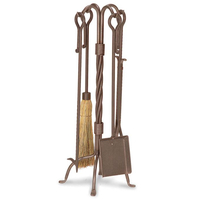 Traditional Fireplace Tool Set In Burnished Bronze
