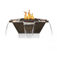 30" Maya 4-Way Square Copper Fire & Water Bowl 30 Inch