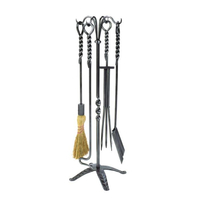 Rope Design Fireplace Tool Set In Graphite Finish