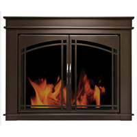 Farnworth Masonry Fireplace Door in Oil Rubbed Bronze finish - shown without riser bar
