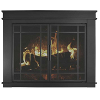Finley Masonry Fireplace Door in Flat Black - shown without riser bar