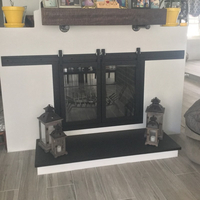Paterson Sliding Masonry Fireplace Door on one side of a customer's see thru fireplace