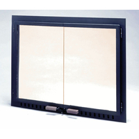 Fullview Air Seal Ceramic Glass Masonry Fireplace Door in Black