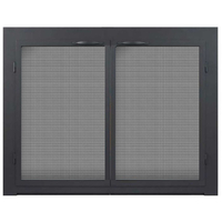 Colridge Air Sealed Ceramic Glass Fireplace Door in Matte Black with grey tempered glass