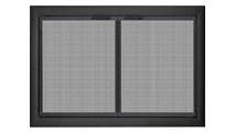 3-Sided Overlap Brookfield ZC Cabinet Gate Mesh Fireplace Door - Needs Hearth On Prefab To Sit On - Textured Black Shown