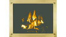 Traditional Fixed Pane Masonry Fireplace Door For One Side Of See-Thru Fireplace - Overlay Finishes - Satin Brass Shown