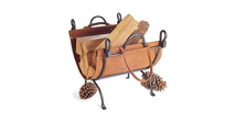 Folding Pilgrim log carrier and frame pine cones not included