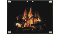 Vanguard Thinline Fireplace Door in Matte Black & Antique Steel Hinge And Knob